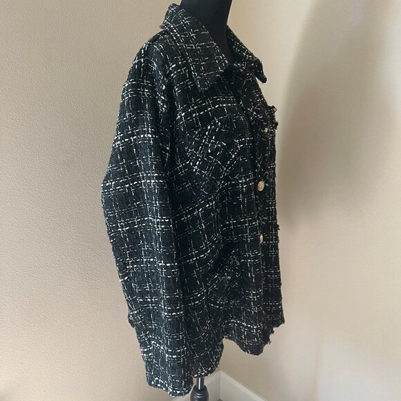 Sweet Rain - Light Weight Tweed Jacket Over Piece - Size 3X - Black White - Picture 5 of 11